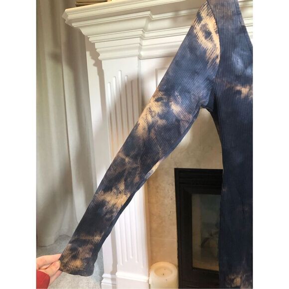 Capsulle Women’s Blue and Tan Tie Dye Bodycon Stylish Maxi Dress Size L New. - Picture 5 of 10